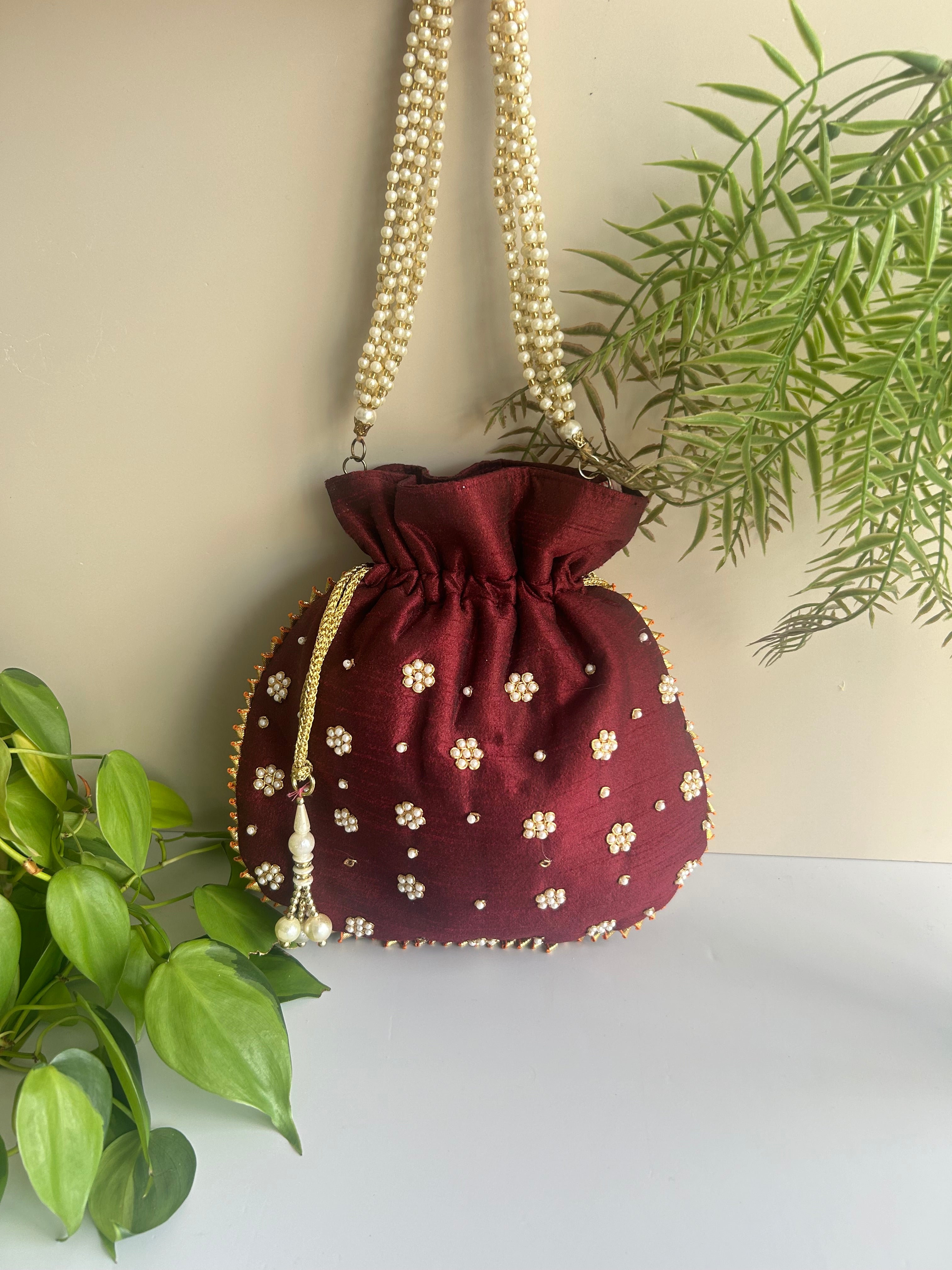 Floral Pearl Potli Bag