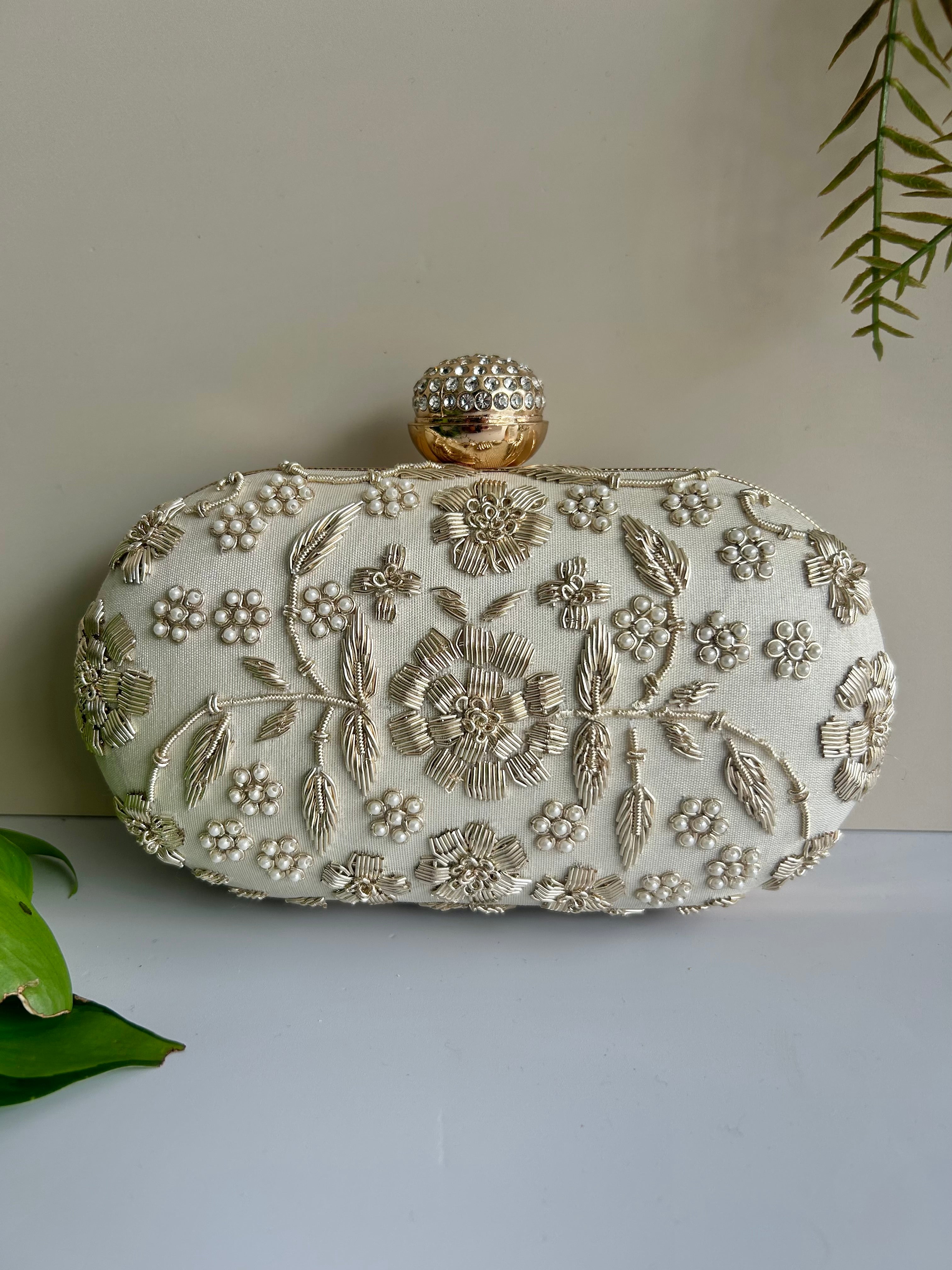 Floral Embroidered Clutch