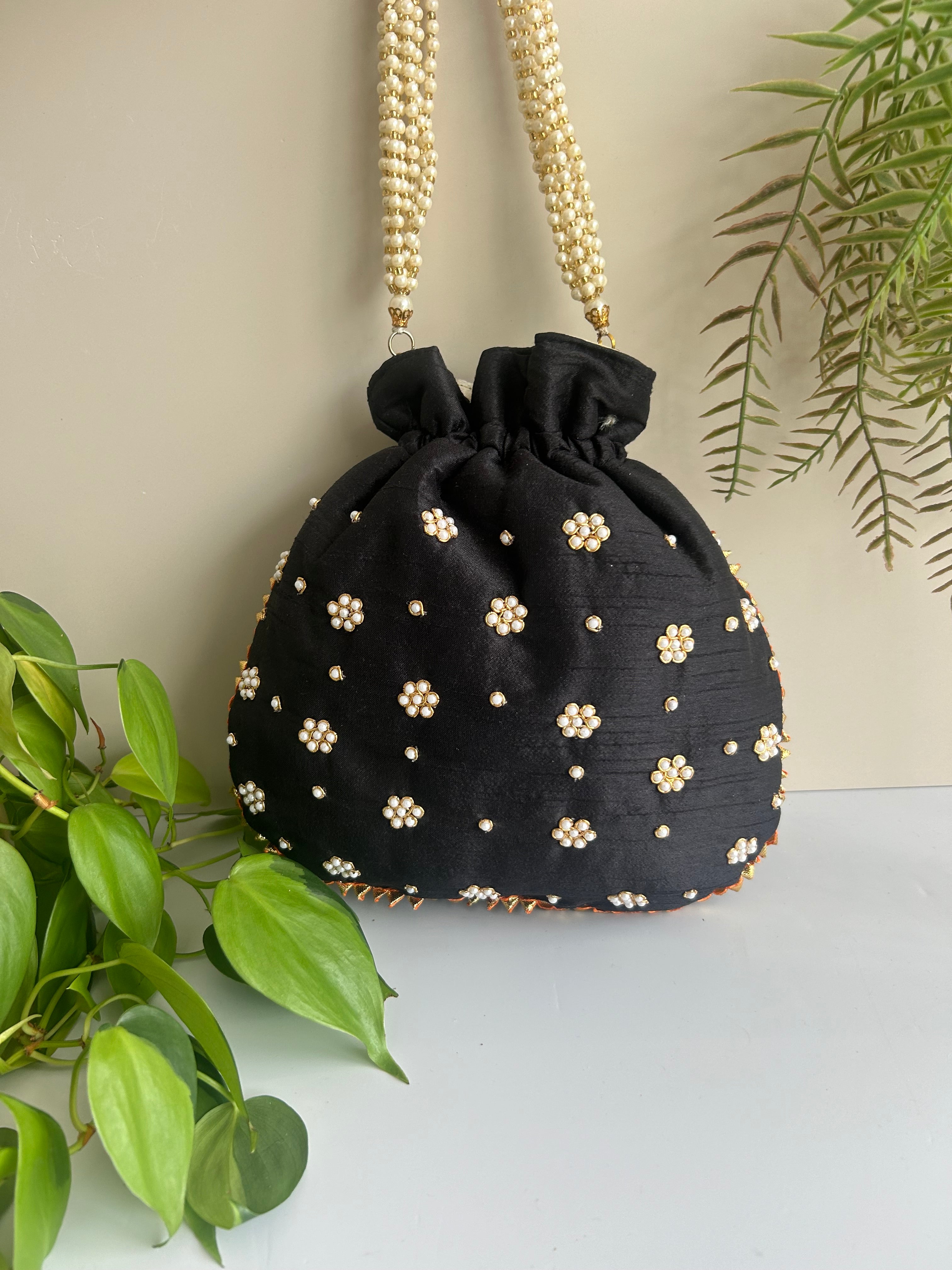 Floral Pearl Potli Bag