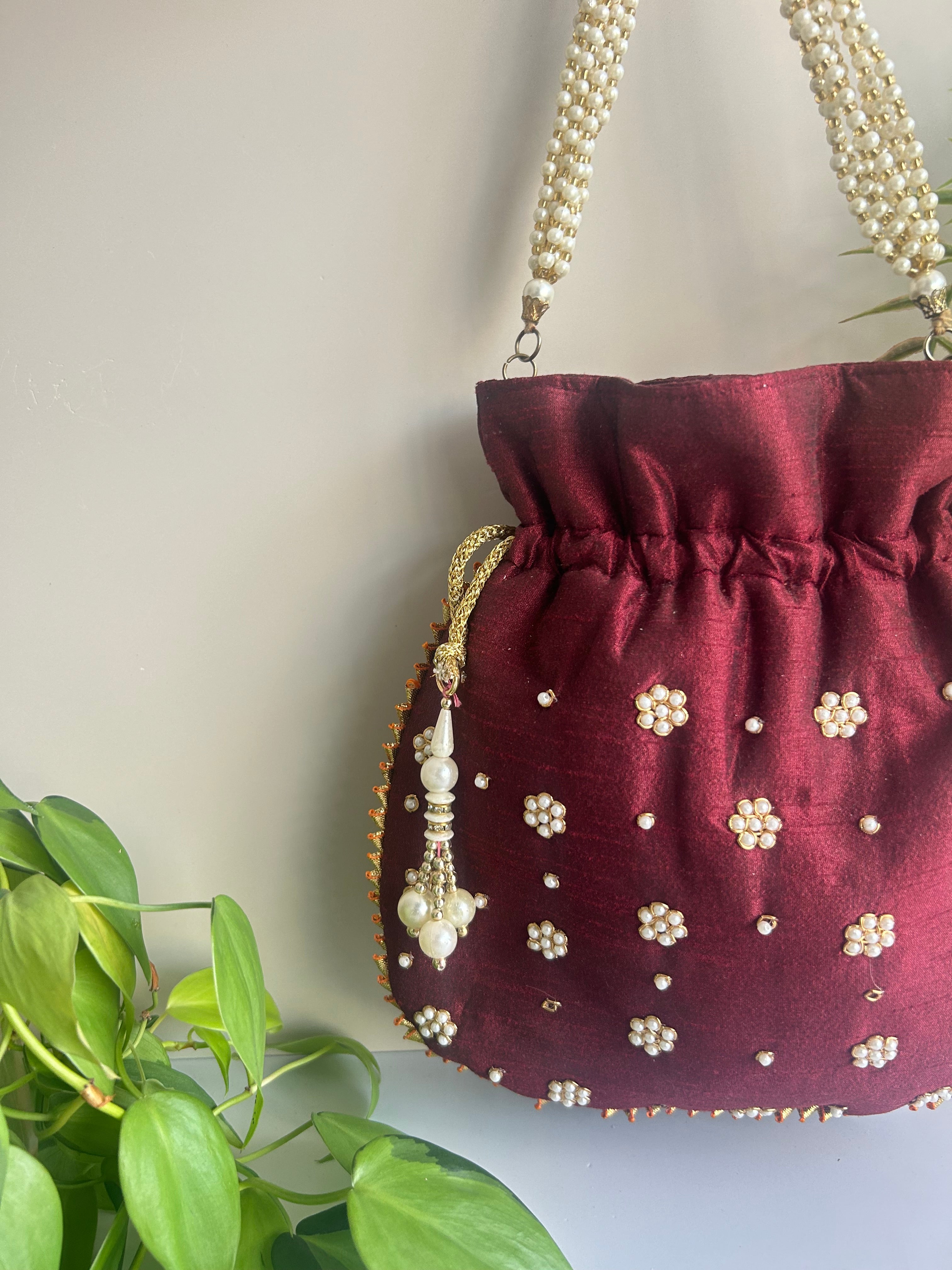 Floral Pearl Potli Bag