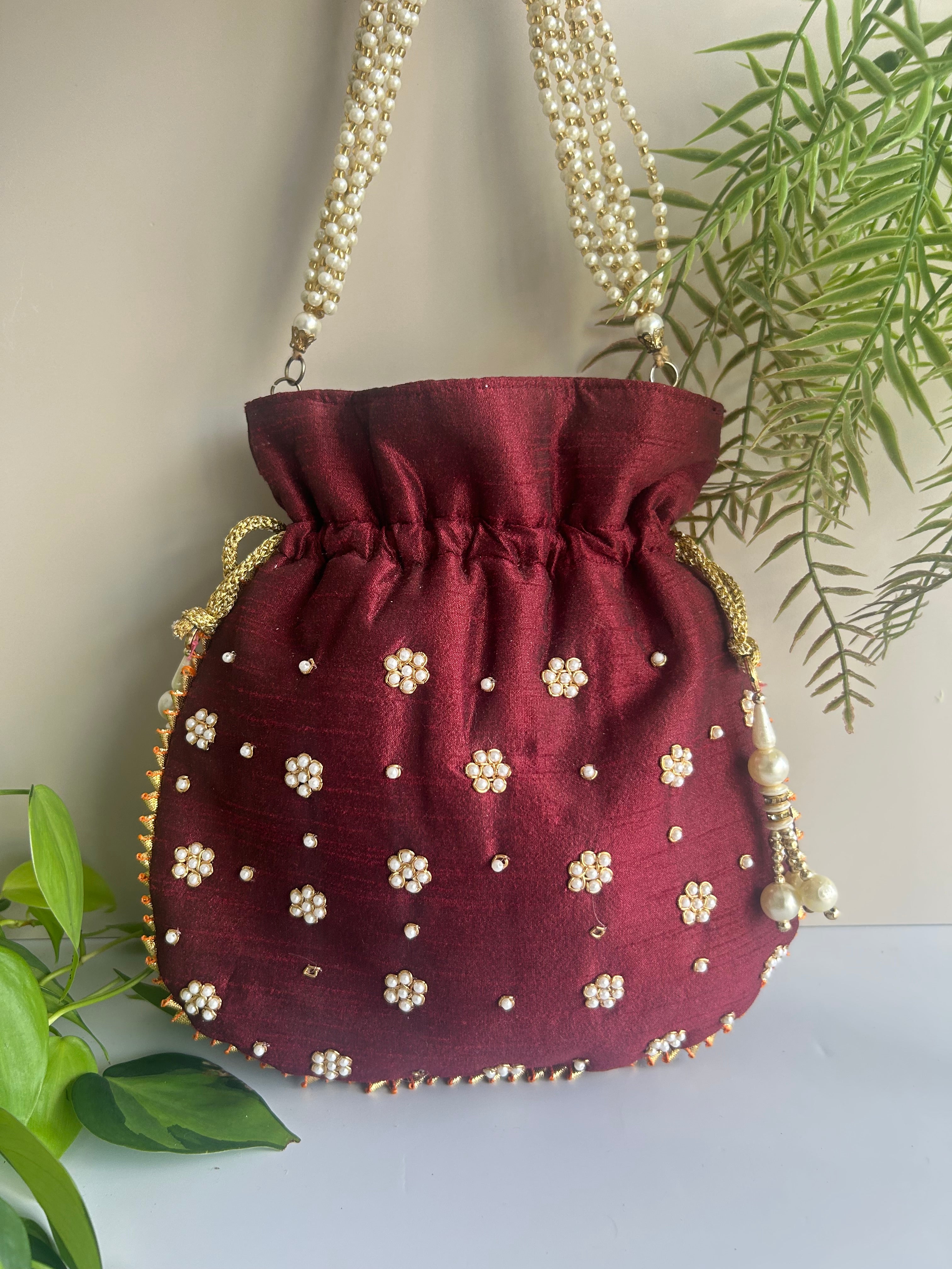 Floral Pearl Potli Bag