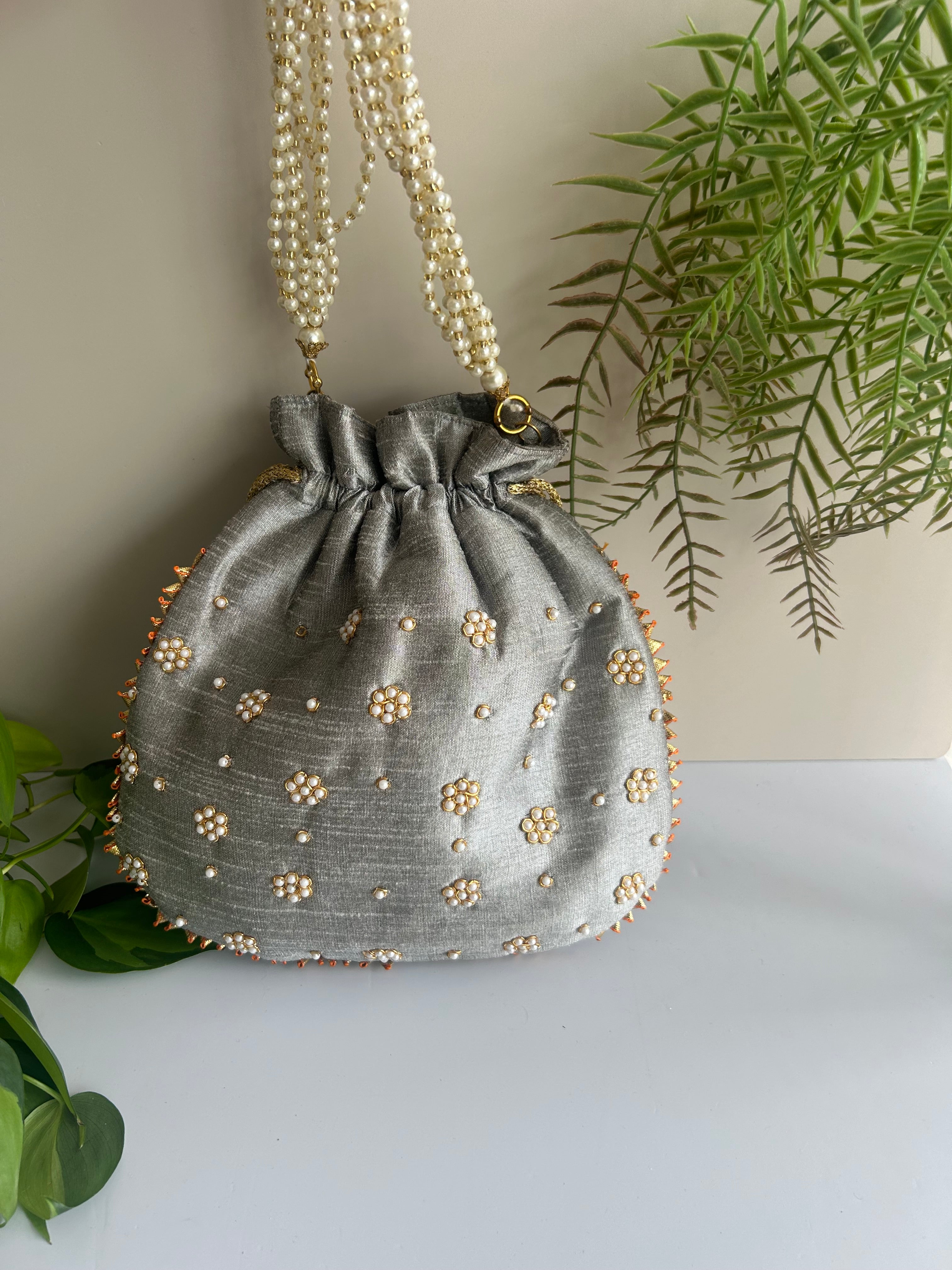 Floral Pearl Potli Bag