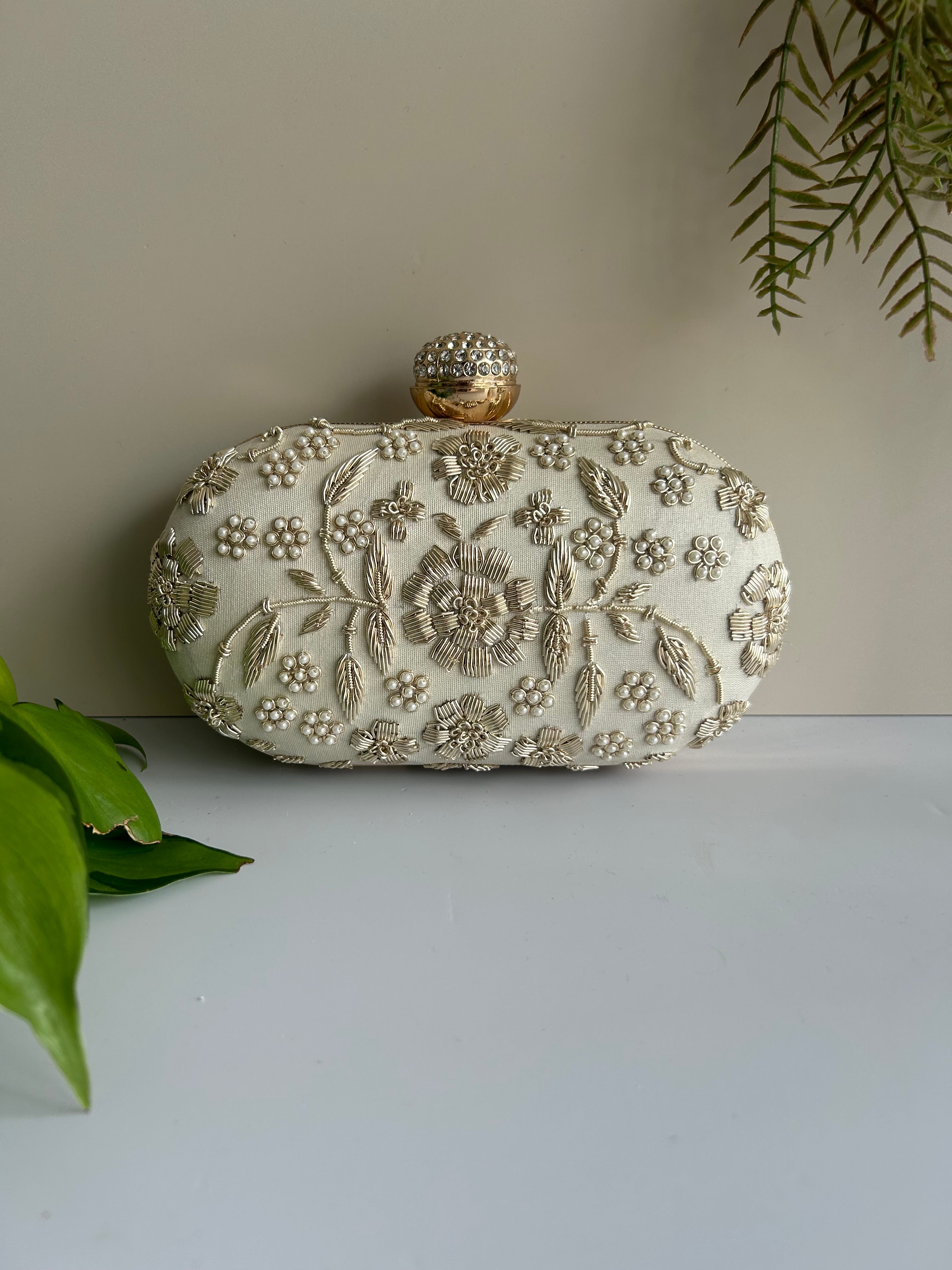 Floral Embroidered Clutch