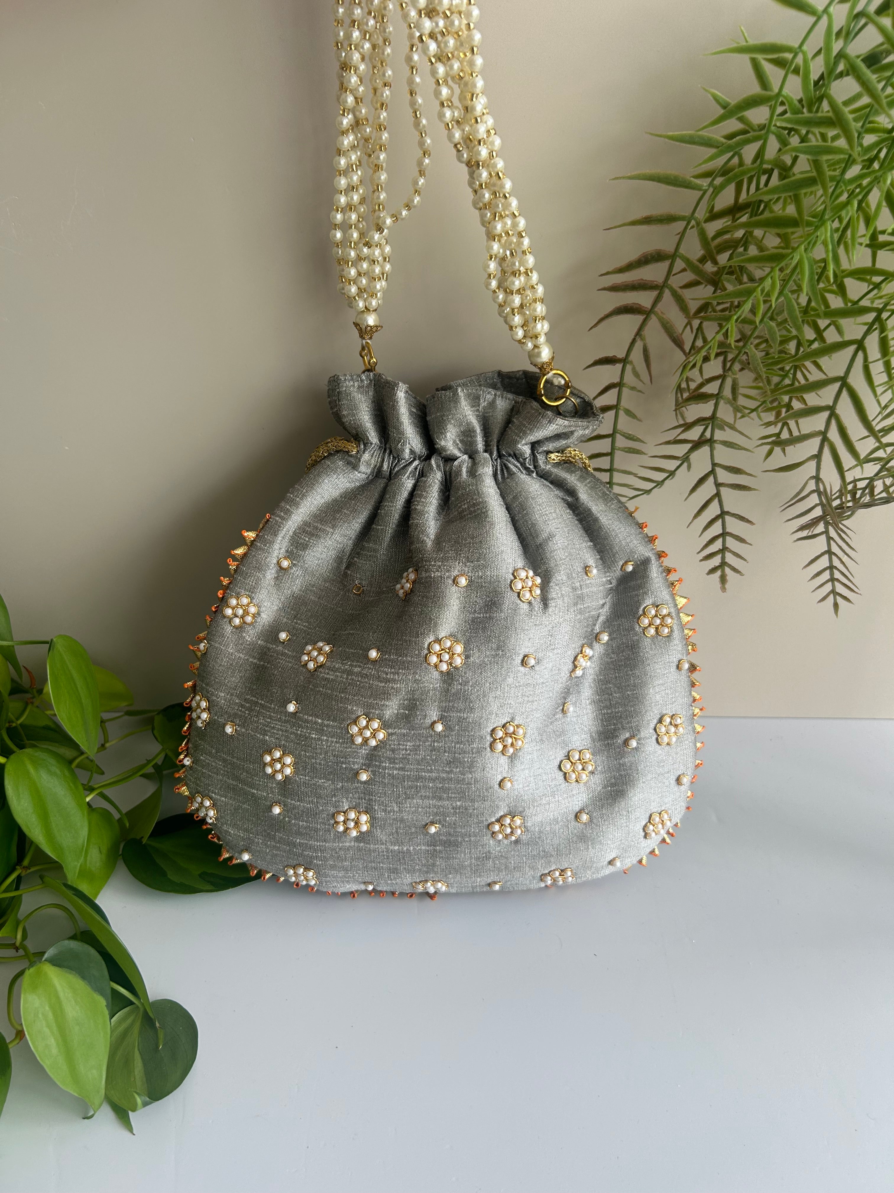 Floral Pearl Potli Bag