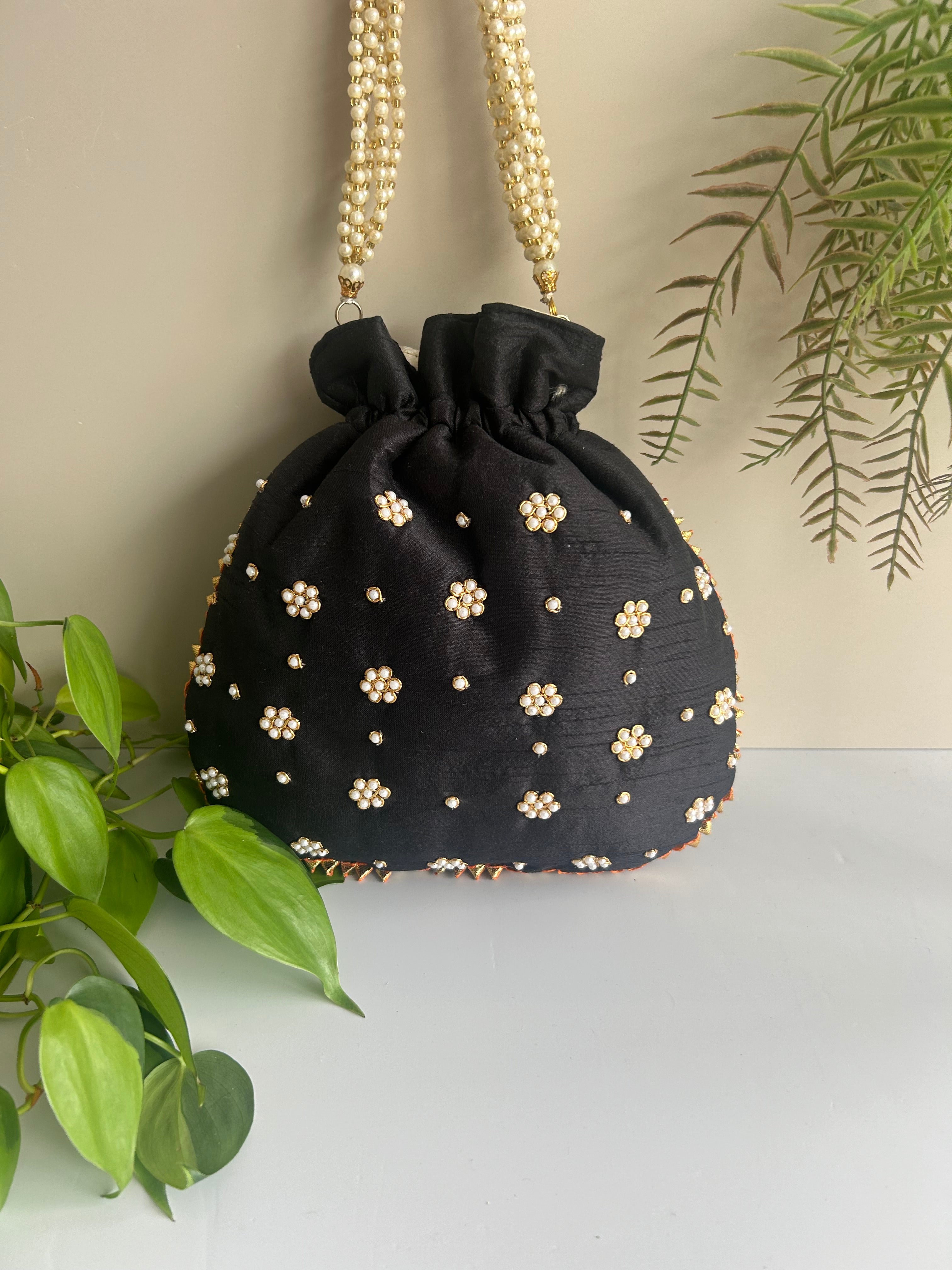 Floral Pearl Potli Bag