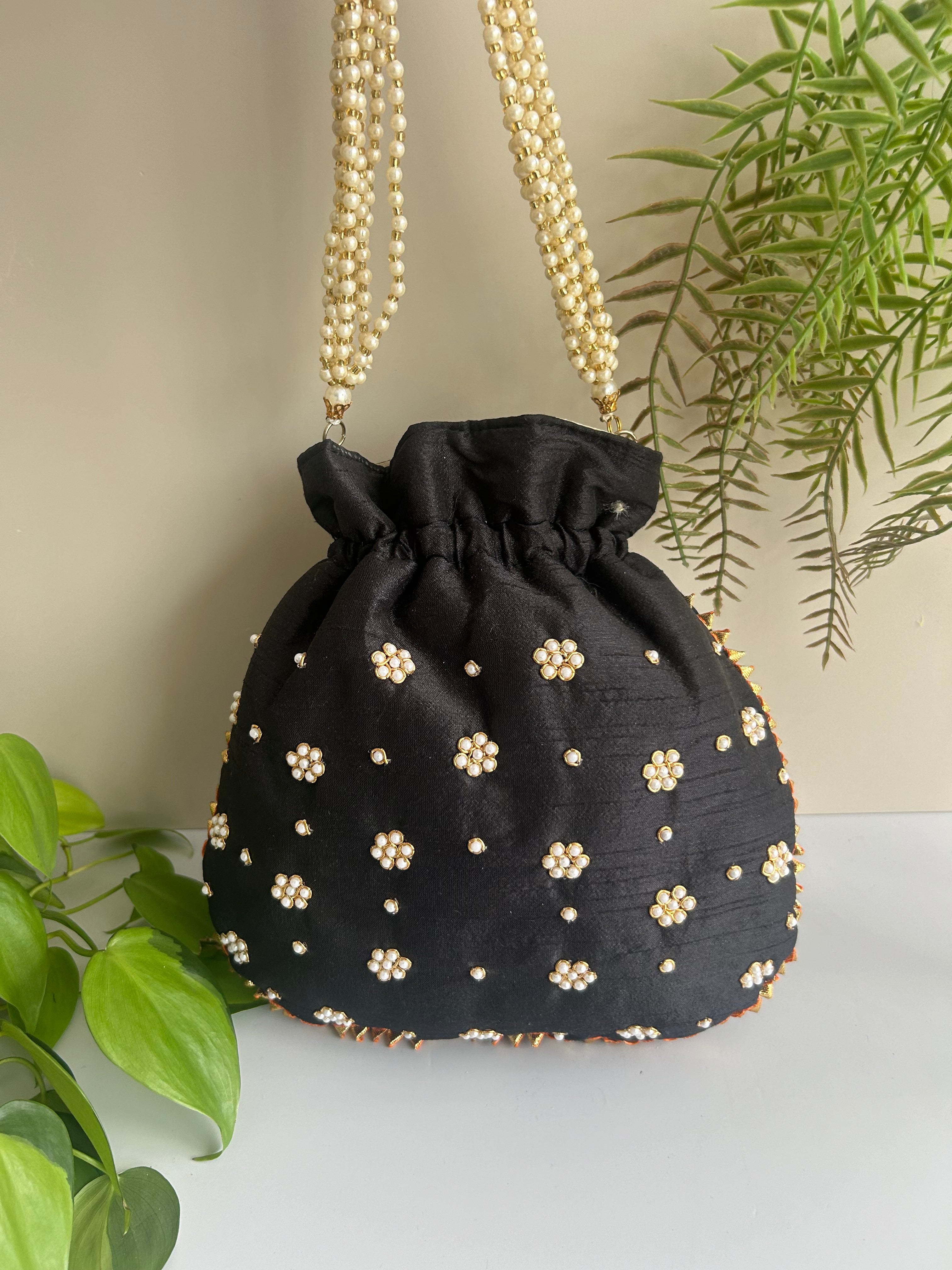 Floral Pearl Potli Bag