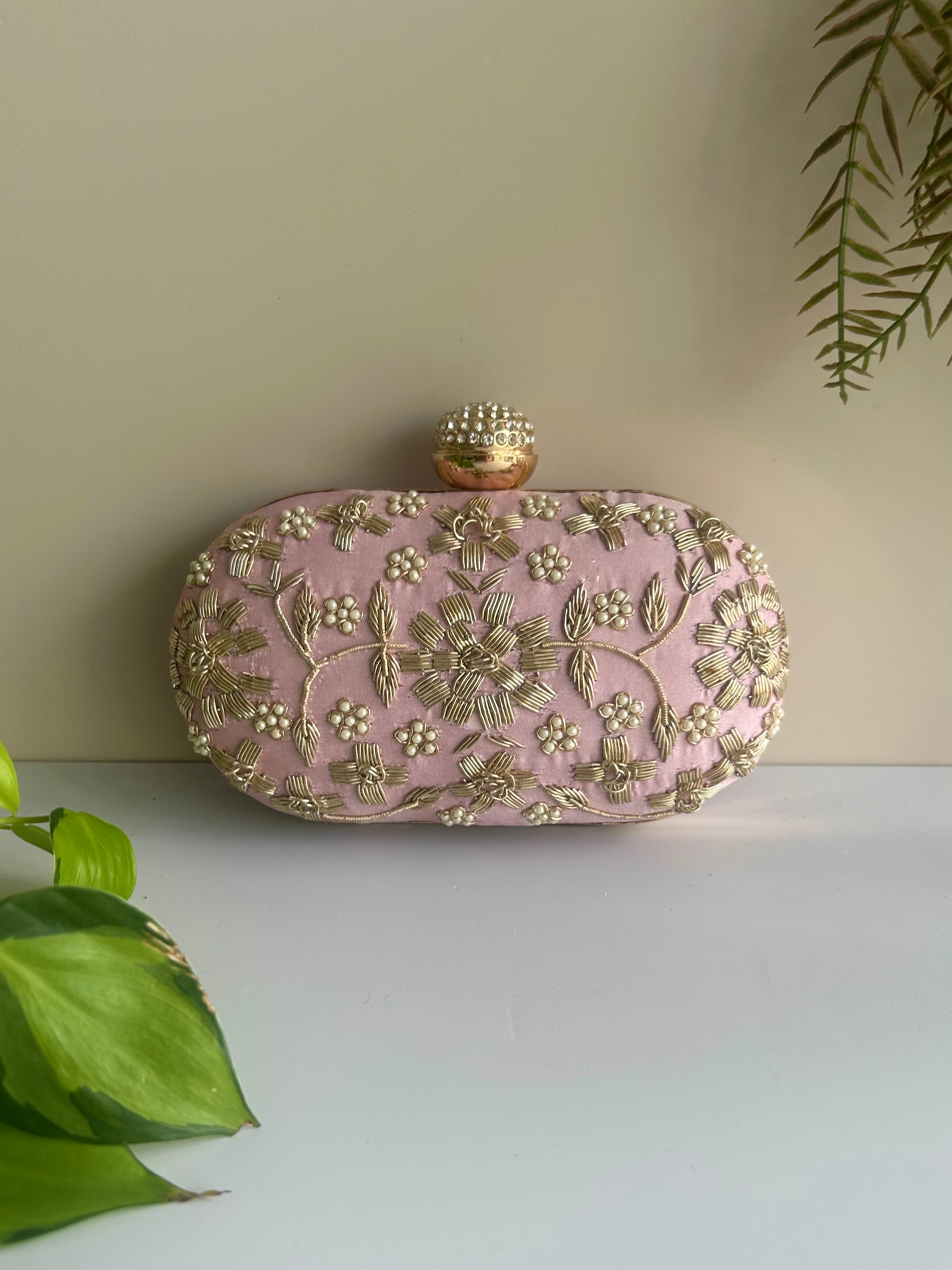 Floral Embroidered Clutch